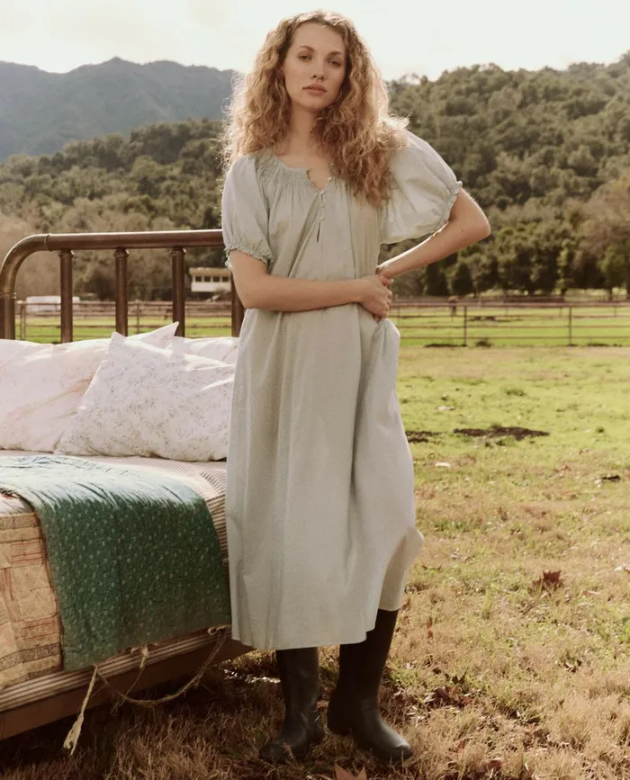 Sleep Dresses Women The Great The Smocked Sleep Dress Blue Star Print