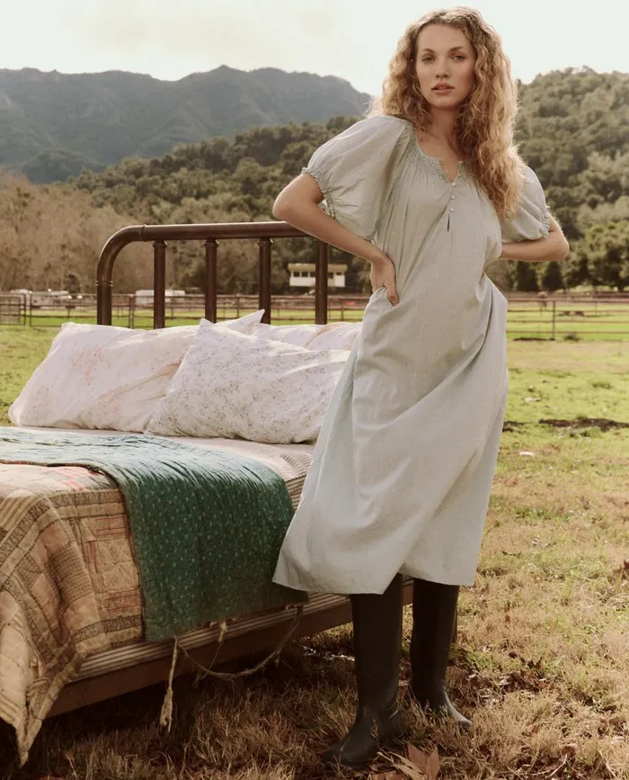 Sleep Dresses Women The Great The Smocked Sleep Dress Blue Star Print