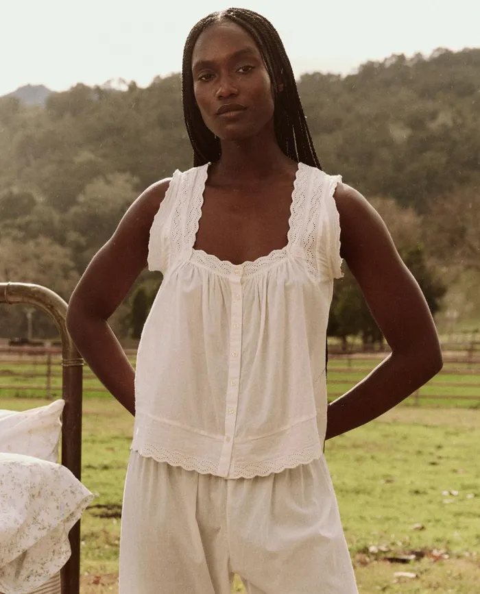 Sleep Tops Women The Great The Eyelet Tank True White