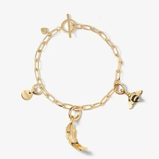 Small Disc Necklace and Bracelet Charm 18ct Gold On Sterling Silver Women Aspinal Of London Jewellery Charms
