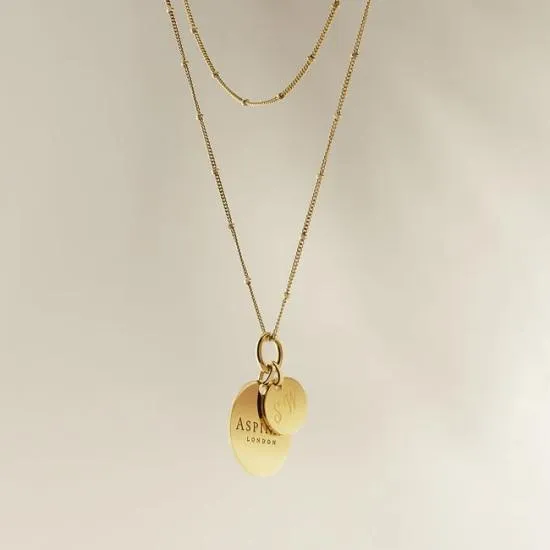 Small Disc Necklace and Bracelet Charm 18ct Gold On Sterling Silver Women Aspinal Of London Jewellery Charms