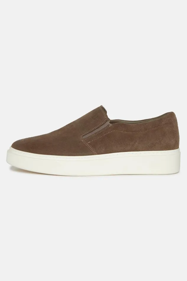 Sneakers Men Boggi Milano Beige Suede SlipOns Brown
