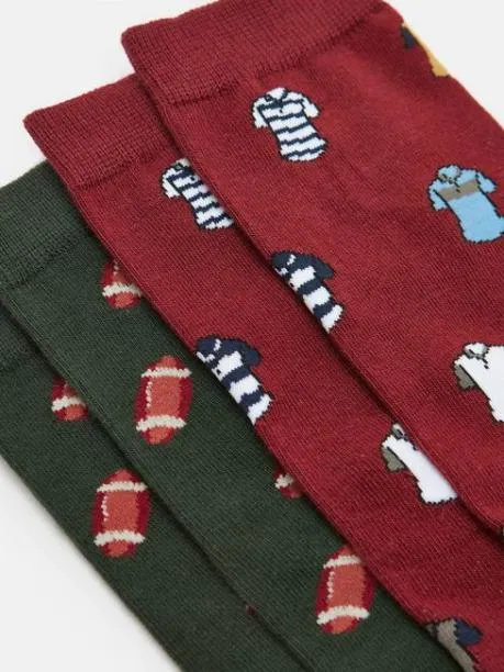 Socks Men Joules RedGreen 2 Pack Socks Size 712