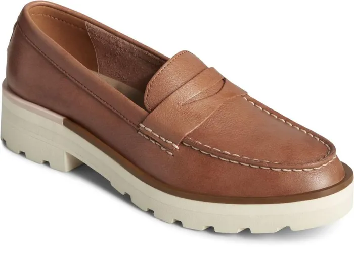 Sperry Flats and Loafers Women Lug Penny Loafer Tan Sperry Flats and Loafers Women Lug Penny Loafer Tan