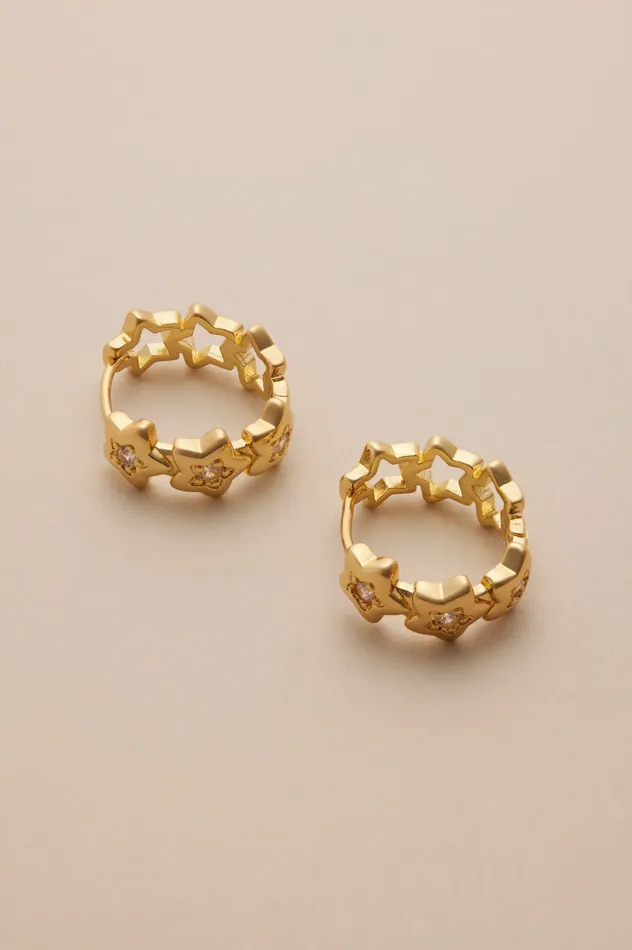 Star Studded Hoops Gold Women Lucky Brand Jewelry