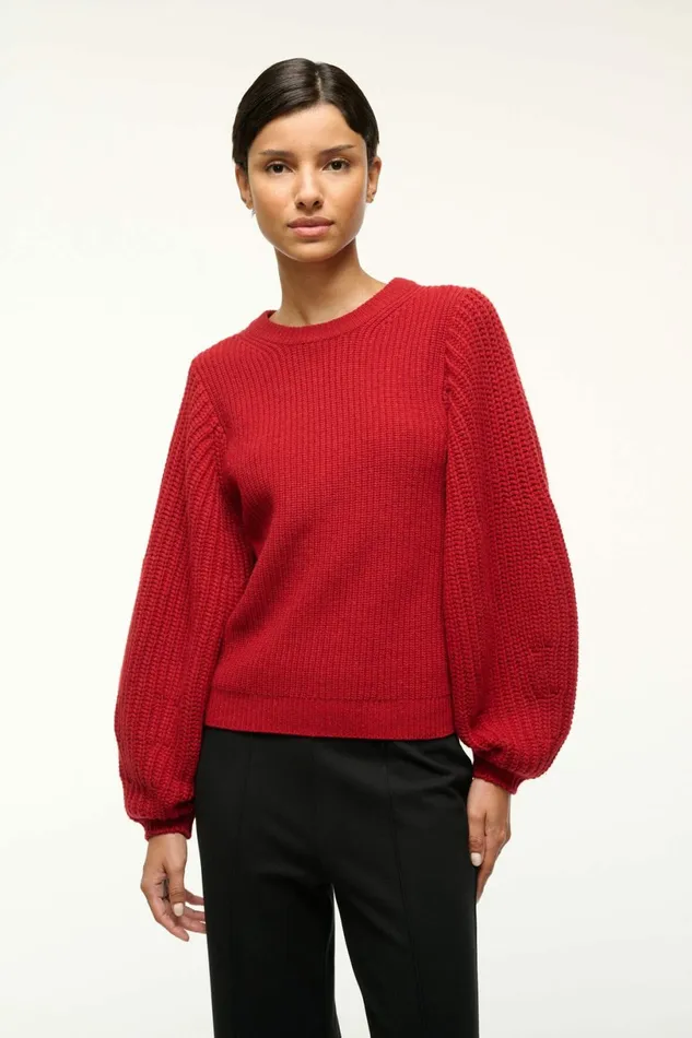 STAUD AURA SWEATER Rouge Women The Knit Shop STAUD AURA SWEATER Rouge Women The Knit Shop