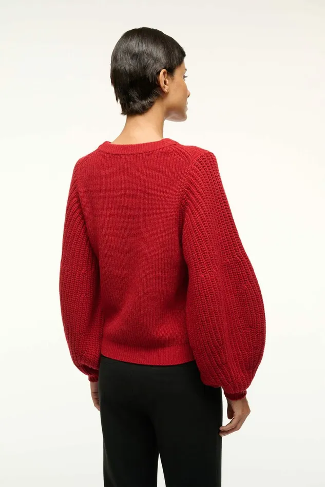 STAUD AURA SWEATER Rouge Women The Knit Shop STAUD AURA SWEATER Rouge Women The Knit Shop