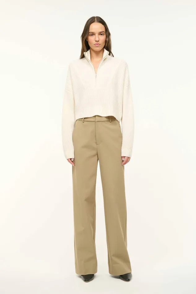 STAUD CASHMERE CROPPED HAMPTON SWEATER Ivory Women Sweaters STAUD CASHMERE CROPPED HAMPTON SWEATER Ivory Women Sweaters