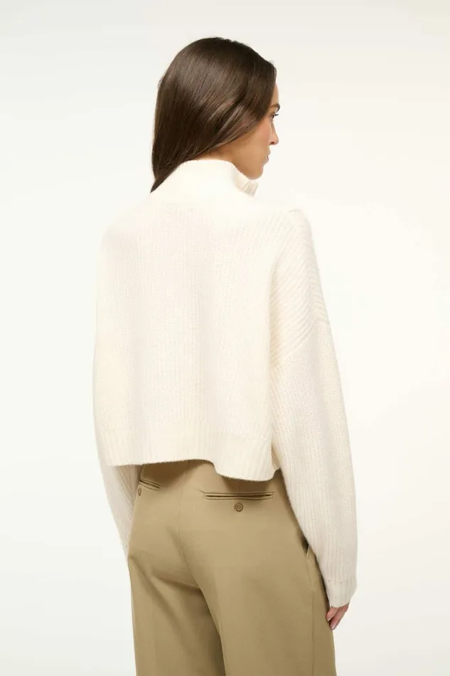 STAUD CASHMERE CROPPED HAMPTON SWEATER Ivory Women Sweaters STAUD CASHMERE CROPPED HAMPTON SWEATER Ivory Women Sweaters