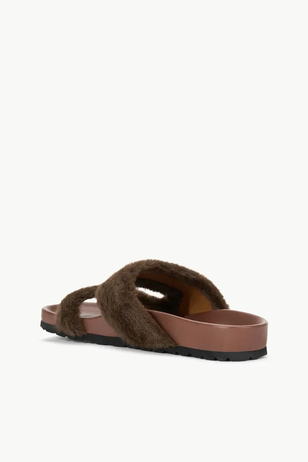 STAUD CYPRUS FAUX FUR SLIDE Mahogany Women Mules and Flats STAUD CYPRUS FAUX FUR SLIDE Mahogany Women Mules and Flats