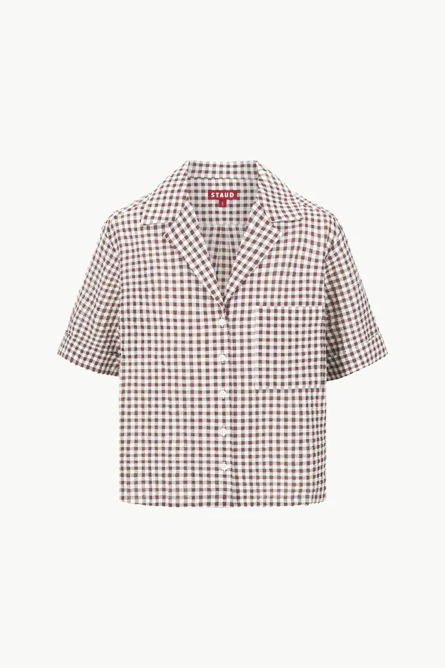 STAUD GABI SHIRT Dark Chocolate Gingham Women Swim STAUD GABI SHIRT Dark Chocolate Gingham Women Swim