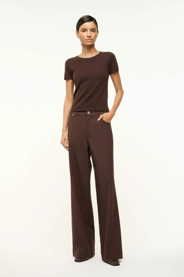 STAUD GRAYSON PANT Dark Chocolate Women Pants and Shorts