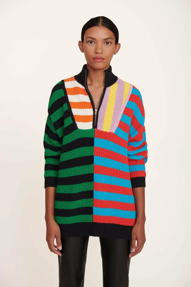 STAUD HAMPTON SWEATER Cabana Stripe Multi Women Sweaters