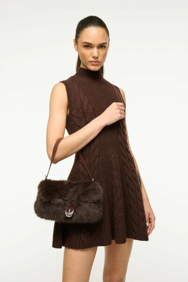 STAUD HARLOW FAUX FUR BAG Espresso Women The Evening Edit STAUD HARLOW FAUX FUR BAG Espresso Women The Evening Edit