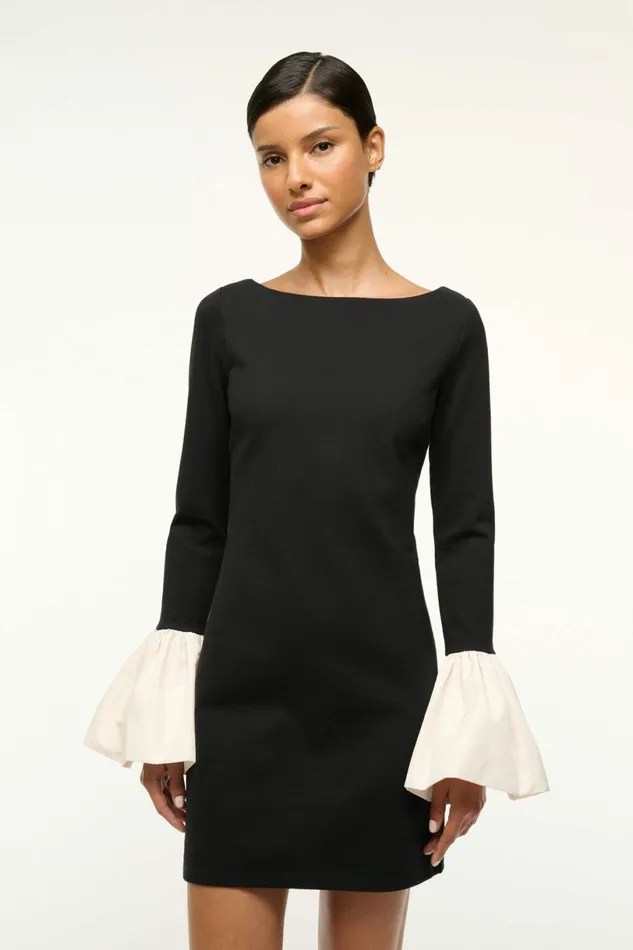 STAUD HAWTHORNE DRESS Black Ivory Women Dresses STAUD HAWTHORNE DRESS Black Ivory Women Dresses