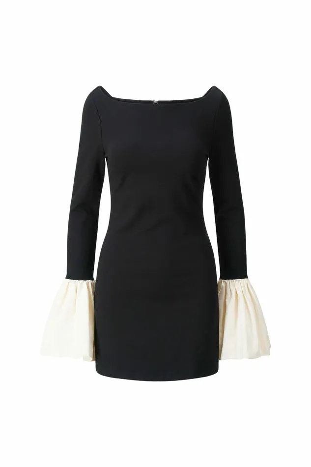 STAUD HAWTHORNE DRESS Black Ivory Women Dresses STAUD HAWTHORNE DRESS Black Ivory Women Dresses