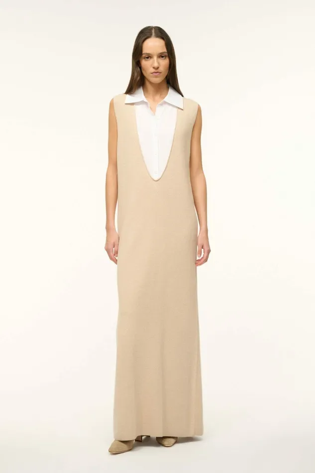 STAUD LESLIE DRESS Camel White Women The Knit Shop