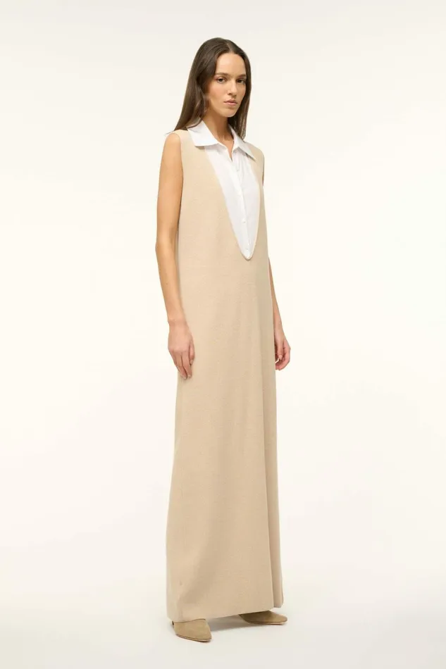 STAUD LESLIE DRESS Camel White Women The Knit Shop STAUD LESLIE DRESS Camel White Women The Knit Shop