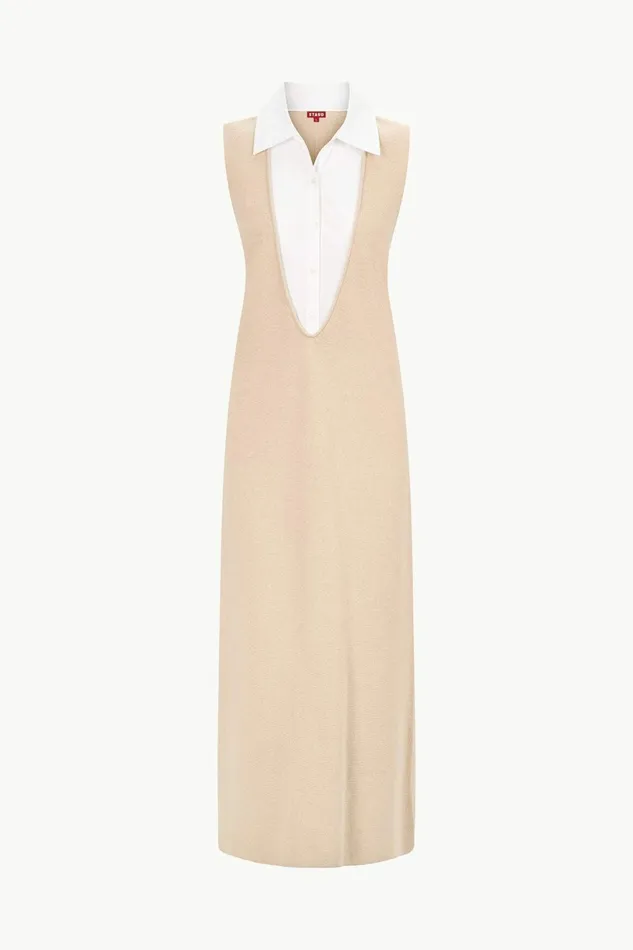 STAUD LESLIE DRESS Camel White Women The Knit Shop STAUD LESLIE DRESS Camel White Women The Knit Shop