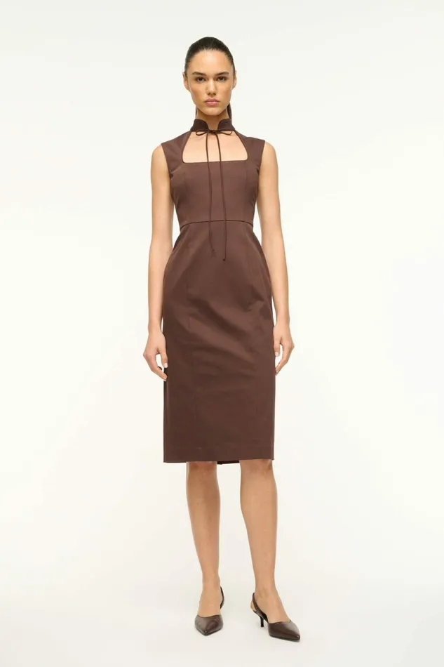 STAUD MARIANO DRESS Dark Chocolate Women Dresses