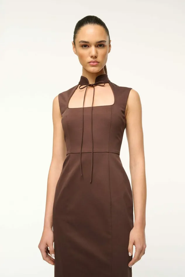 STAUD MARIANO DRESS Dark Chocolate Women Dresses