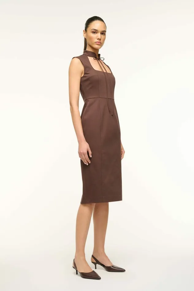 STAUD MARIANO DRESS Dark Chocolate Women Dresses