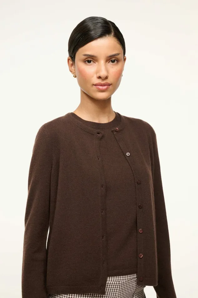 STAUD MIDNIGHT CASHMERE CARDIGAN Dark Chocolate Women Sweaters STAUD MIDNIGHT CASHMERE CARDIGAN Dark Chocolate Women Sweaters