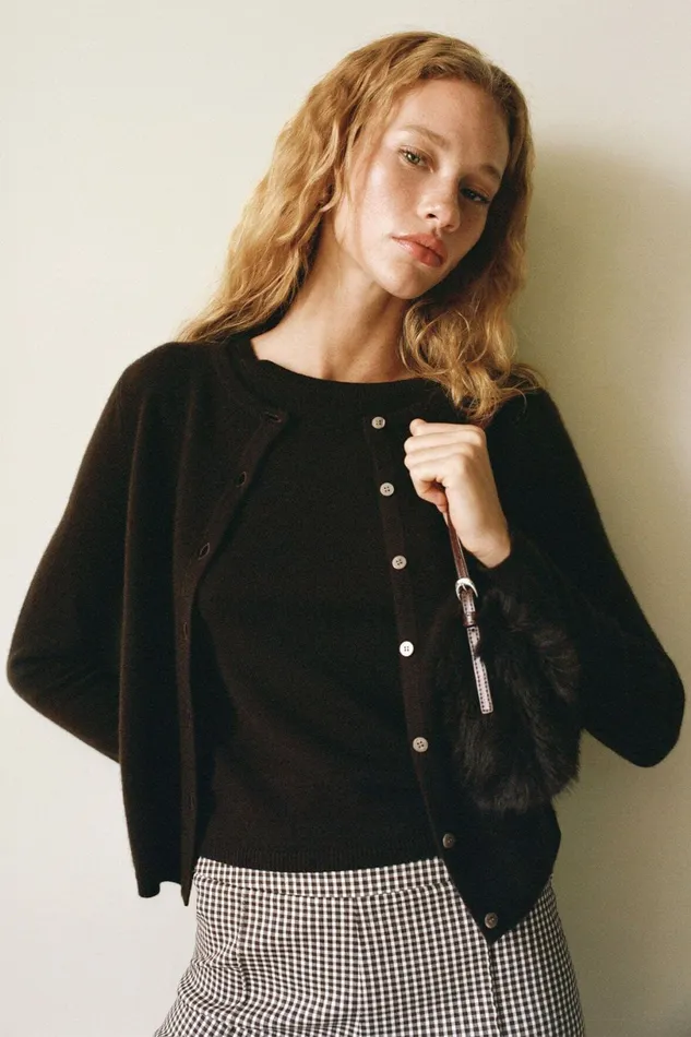 STAUD MIDNIGHT CASHMERE CARDIGAN Dark Chocolate Women Sweaters STAUD MIDNIGHT CASHMERE CARDIGAN Dark Chocolate Women Sweaters