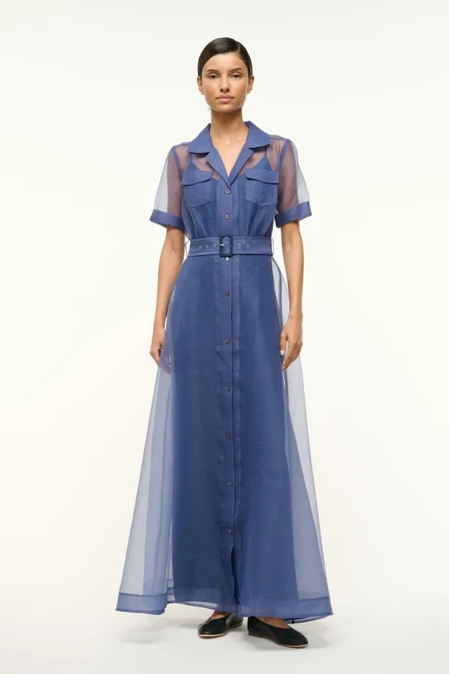 STAUD MILLIE DRESS Navy Organza Women Dresses