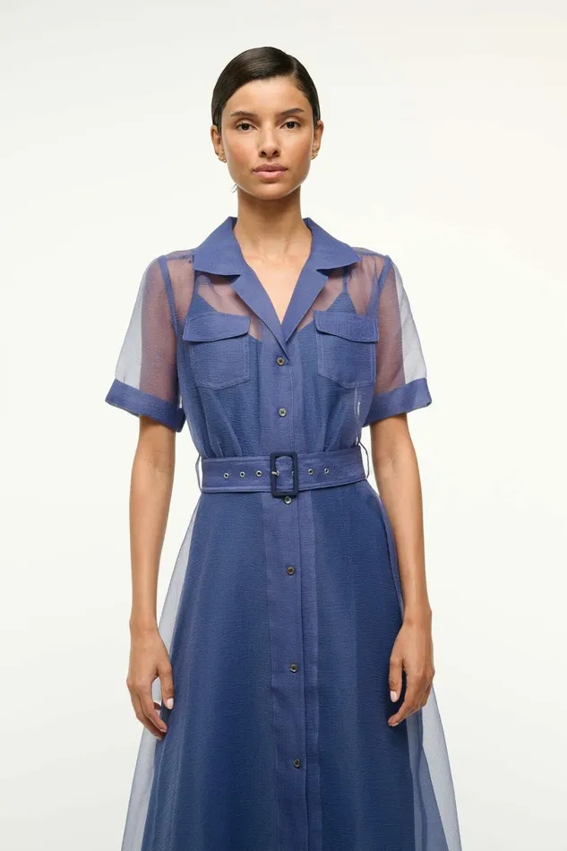 STAUD MILLIE DRESS Navy Organza Women Dresses STAUD MILLIE DRESS Navy Organza Women Dresses