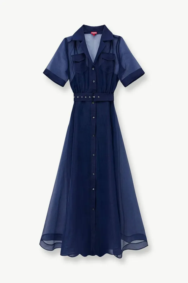 STAUD MILLIE DRESS Navy Organza Women Dresses STAUD MILLIE DRESS Navy Organza Women Dresses