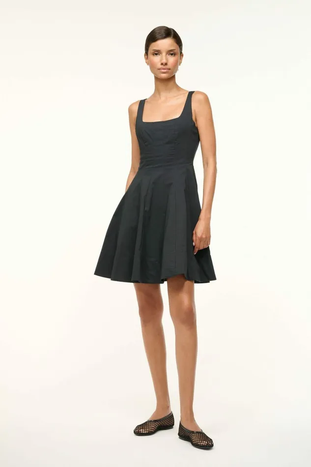 STAUD MINI WELLS DRESS Black Women Dresses