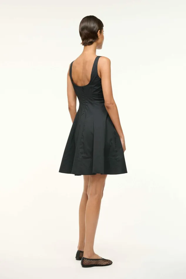 STAUD MINI WELLS DRESS Black Women Dresses STAUD MINI WELLS DRESS Black Women Dresses