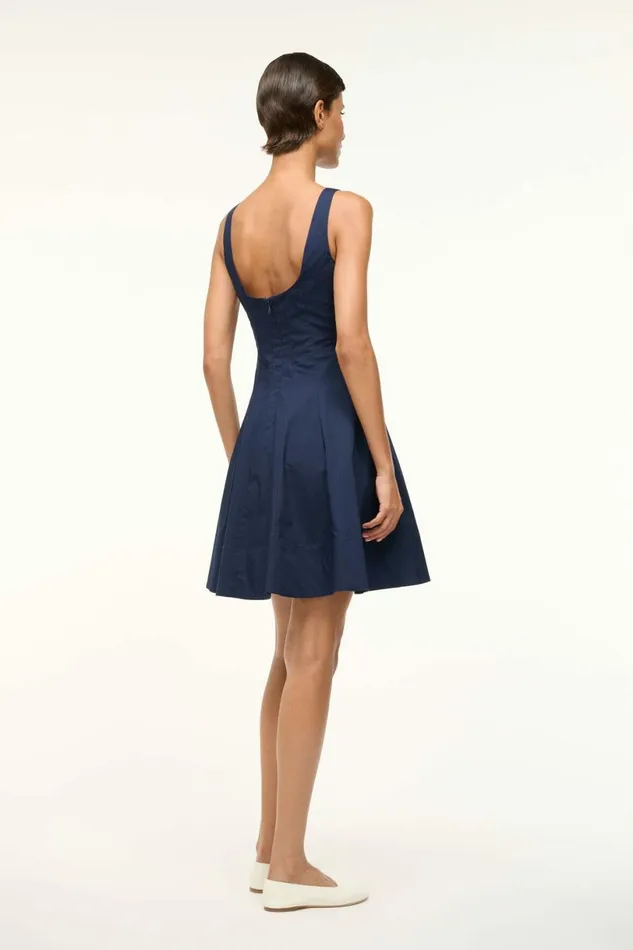 STAUD MINI WELLS DRESS Navy Women Dresses STAUD MINI WELLS DRESS Navy Women Dresses