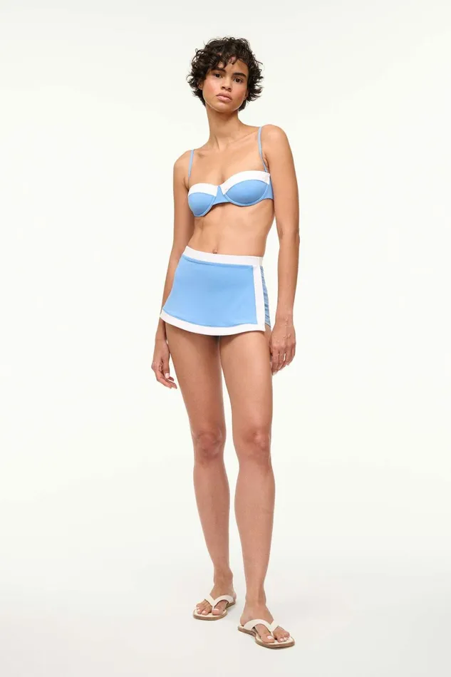 STAUD NELL SWIM SKIRT Azure White Women Swim STAUD NELL SWIM SKIRT Azure White Women Swim