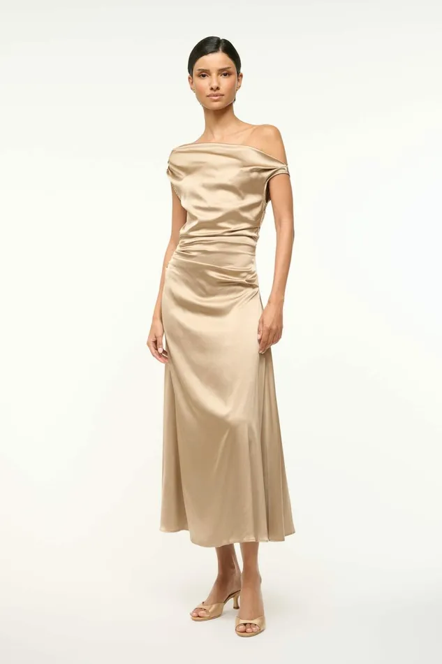 STAUD PHARE SILK DRESS Birch Women Dresses
