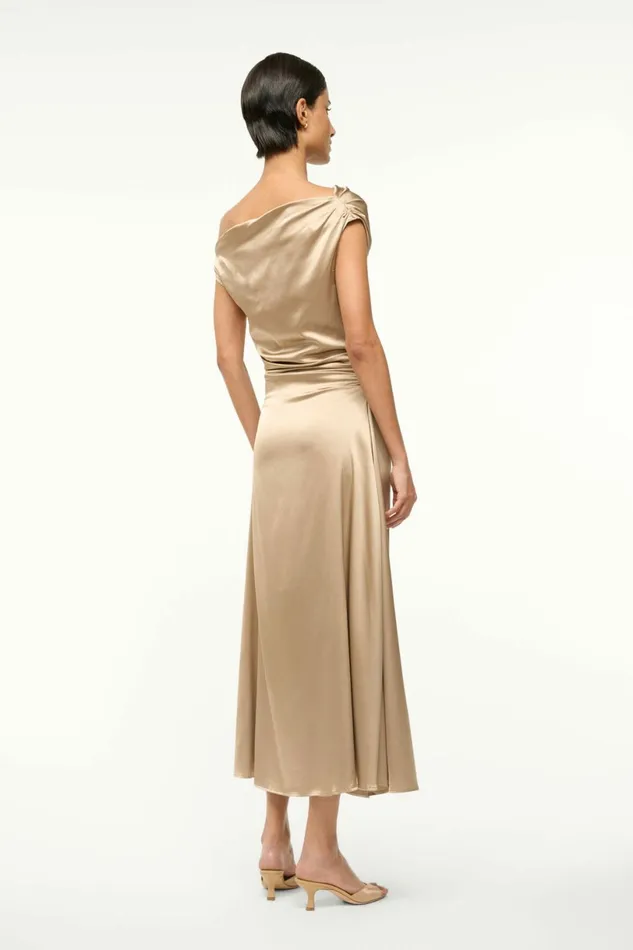 STAUD PHARE SILK DRESS Birch Women Dresses STAUD PHARE SILK DRESS Birch Women Dresses