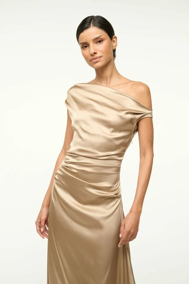STAUD PHARE SILK DRESS Birch Women Dresses STAUD PHARE SILK DRESS Birch Women Dresses