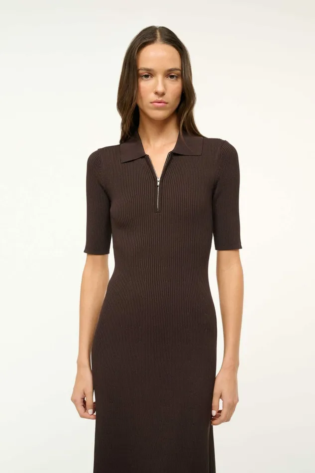 STAUD ROLAND DRESS Earth Women The Knit Shop STAUD ROLAND DRESS Earth Women The Knit Shop