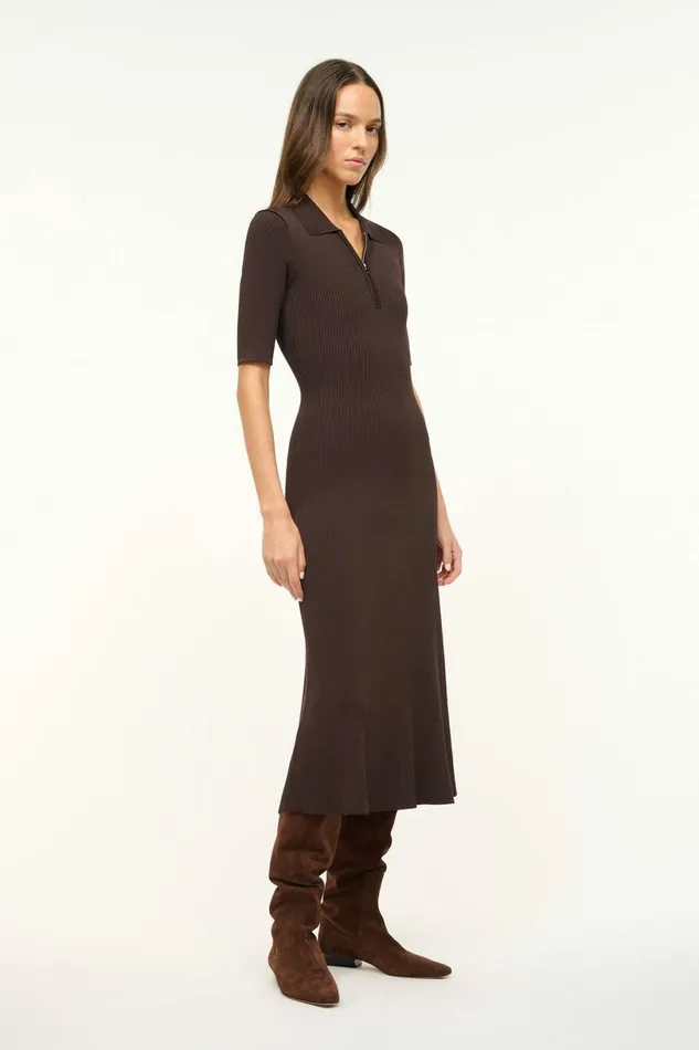 STAUD ROLAND DRESS Earth Women The Knit Shop STAUD ROLAND DRESS Earth Women The Knit Shop