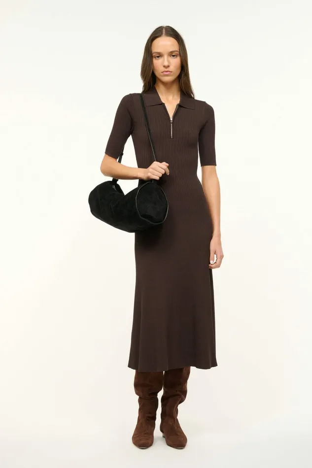 STAUD ROLAND DRESS Earth Women The Knit Shop STAUD ROLAND DRESS Earth Women The Knit Shop