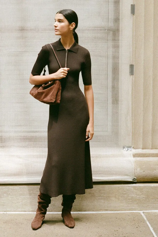 STAUD ROLAND DRESS Earth Women The Knit Shop STAUD ROLAND DRESS Earth Women The Knit Shop