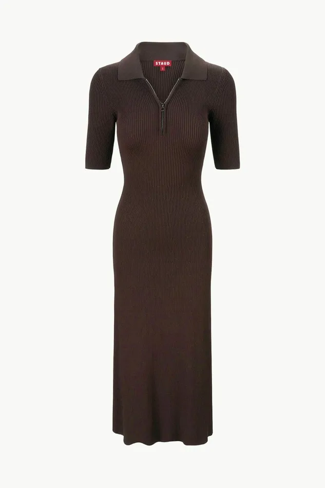 STAUD ROLAND DRESS Earth Women The Knit Shop STAUD ROLAND DRESS Earth Women The Knit Shop