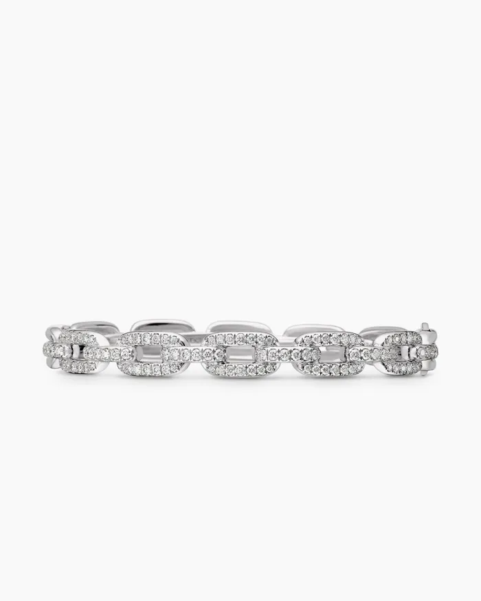 Stax Chain Link Bracelet In 18K White Gold With Diamonds 7mm Women David Yurman Bangle Stax Chain Link Bracelet In 18K White Gold With Diamonds 7mm Women David Yurman Bangle