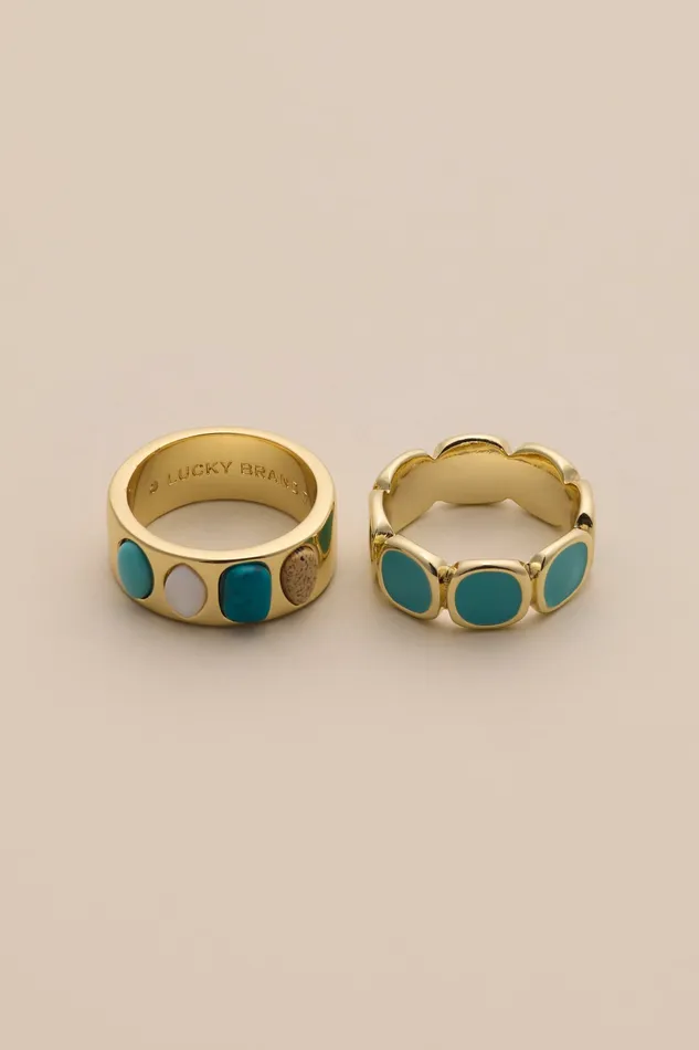 Stone Ring Set Gold Women Lucky Brand Jewelry