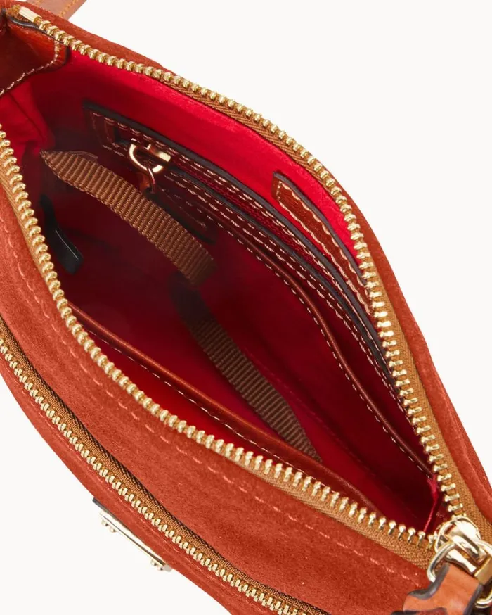 Suede Letter Carrier Amber Women Dooney and Bourke Crossbodies Suede Letter Carrier Amber Women Dooney and Bourke Crossbodies