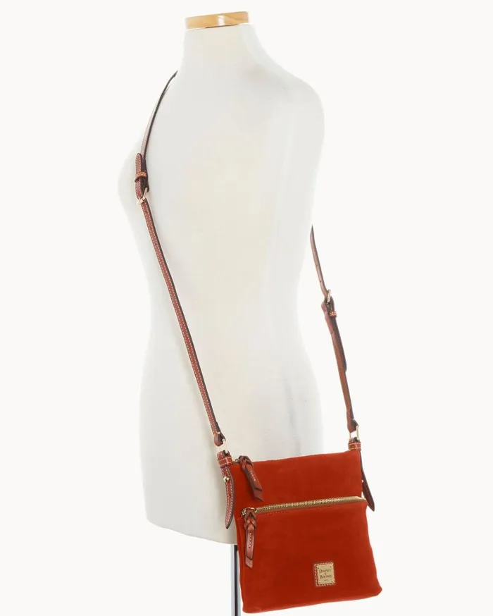 Suede Letter Carrier Amber Women Dooney and Bourke Crossbodies Suede Letter Carrier Amber Women Dooney and Bourke Crossbodies