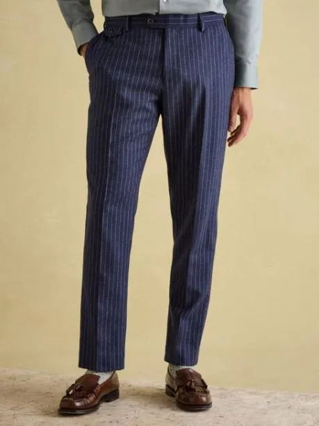 Suits and Tailoring Men Joules Navy Slim Fit Pinstripe Suit Trousers