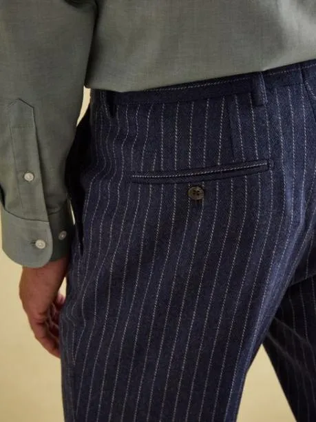 Suits and Tailoring Men Joules Navy Slim Fit Pinstripe Suit Trousers