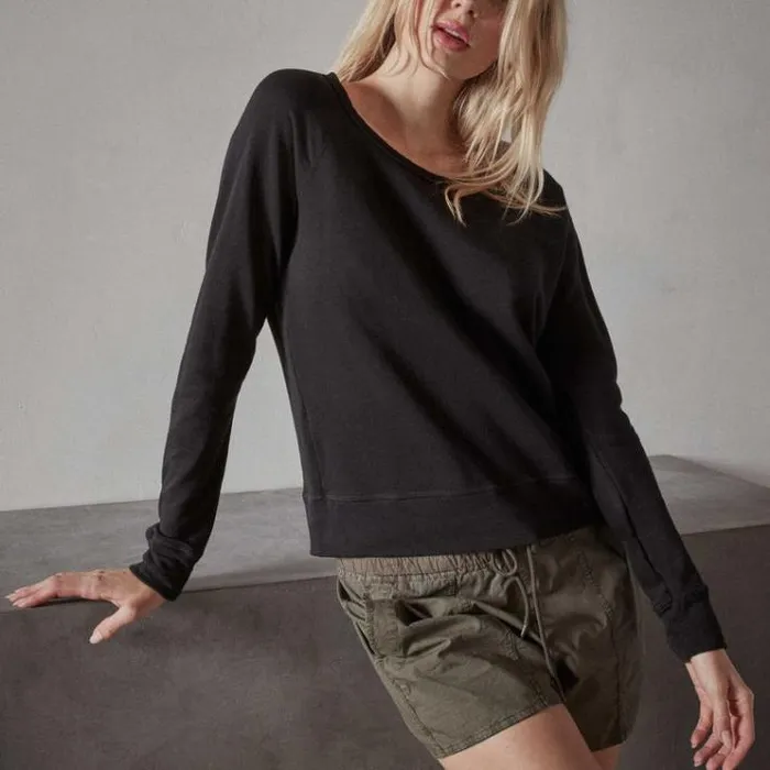 Sweat TopsBottoms Women James Perse Vintage French Terry Sweatshirt Black